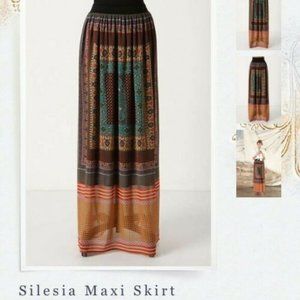 Anthropologie Silesia Silk Maxi Skirt S M NWOT
